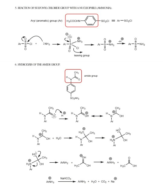 NH3 O=o=0 H3COH 5. REACTION OF SULFONYLCHLORIDE GROUP WIIH A NUCLEOPHILE(AMMONIA). Aryt (aromatic) group (AN) H3COCHN SOCI =