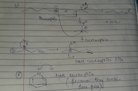 Nucleophile ttce Velect Mophile o post ecetaophilic site. Mest Nucleo philo Because they I done pain contain