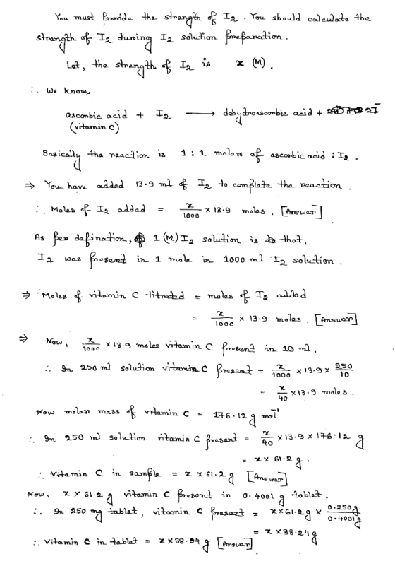 - You must provide the strongth of Iq You should calculate the strength of Iq during Iq solution fomefaration. - Lot, the str