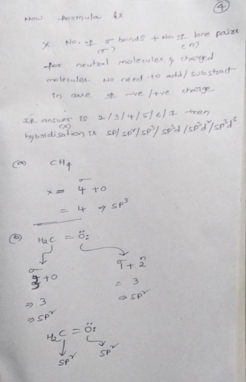 No PoSmula 4 No. P bonds+No. p ore paiz eutanl moleuler chaged crplecules No need to add/ substrad p ve/+ve changP xe ansuer