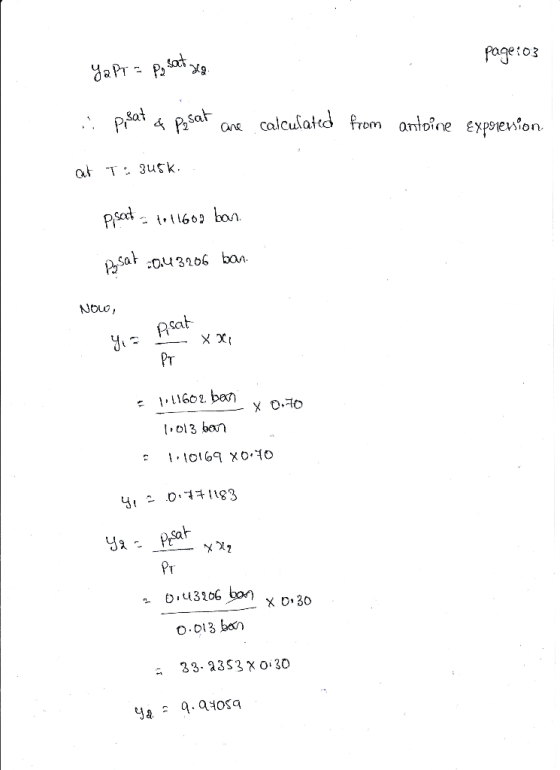 aPr-Pa Page:o3 PRat 4 Psat On calculatd from antoine expsrev?on at T3usk. Ppot O43206 boan Nouo, Aat PT EG02 ba ol3 ban Pr O.
