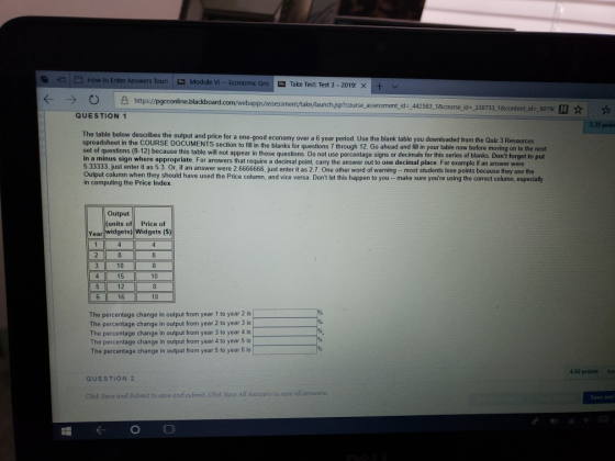 Enter Answers ToursModule Vi - -Economic Gro Take Test: Test 3-2019: X K https://pgcconline.blackboard.com/webap assessment/t