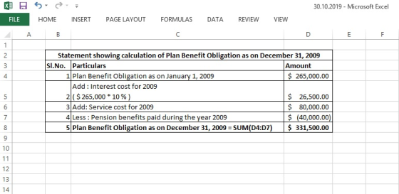 30.10.2019 - Microsoft Excel X FILE HOME INSERT PAGE LAYOUT FORMULAS DATA REVIEW VIEW B DE F Statement showing calculation of