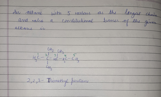 An alkane and also alkane is with a 5 carbons constitutional as the Isomer longest of the chain given CH3 CHz Stiu 21 314 HC-