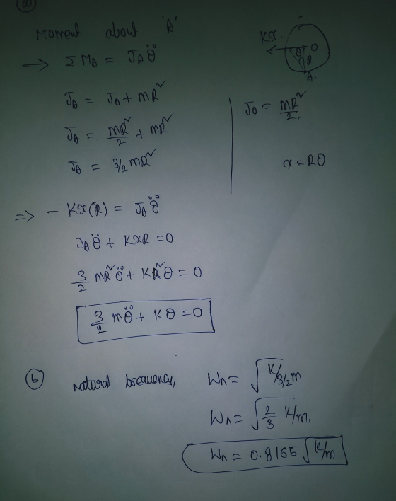 KO. Moment about a Mo = JA como DR Jo = Jotm Jo = mot mo Jo = me = 2 mm XERO KO(R) = Jod Jait K&R=0 3 m2 8+ KRO = 0 vo 3 mot