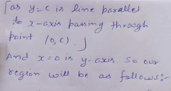 (as y=( is line baralle to x-axis bassing through point 10,() .. And x=0 is y-axis. So our region will be follows: