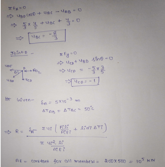 EFx=0 -> UBOCOS + UBC - UAB = 0 TUBC $=0 wloo Jointo e fy=0 = Yes+ ABD sino =0 UDE RD 2 => UCD - oy - Şx? जय Y CD = -1 UBD LU