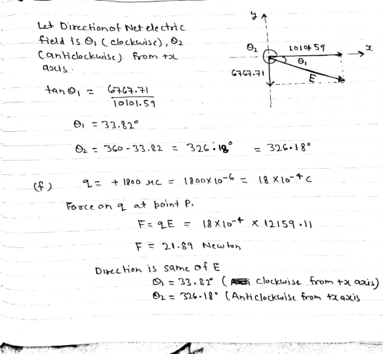 field is ΘΙ (Clockwise) ,02 2. O 3Co -33.82 - 320 .9- 32-18 00× to Fosce on at ont P. Di-ectior is Same of E 日2-311 . I 8 ° ( Anti clockwise from ta axis