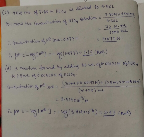 is diluted to 4.50L 7.0MX 450m Srdion 4.50L -73 M. -les (or073) 1.14 (Aus) (4) a muxture for md by adding bl.mt oo00172M HJO4