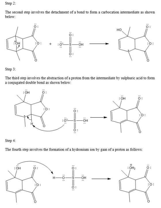 Step 2 The second step involves the detachment of a bond to form a carbocation intermediate as shown below: O: но O: OH Step