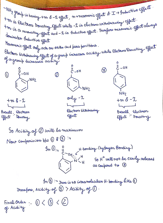 1-NH₂ group is group is having tm & I effect, matmen tm is Electrons Donating tmo is a resonating effec ffect, mamedomeric Ef