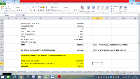 PV, FV, ANNUITY (Autosaved) - Microsoft Excel (Product Activation Failed) Review View Add-Ins File Home Insert Page Layout Fo