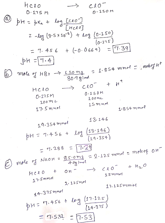о: 1sом Нceo » СО О. 115 м © рн - Lo4 [сло) арисеј 100 mL z -log (3-5 х 10-*) + Lo4 (0-1 so) (0-11) - 1. 4s 6 + (-0. 066 4) =