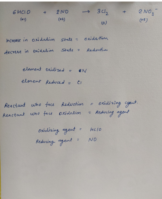 3d2 2 NO3 2ND 6HCIO + + (1) (+2) (+5) (0) oxidation Stete Increase in oxi datin Reductn Stati decrese im oxidatim element oxi