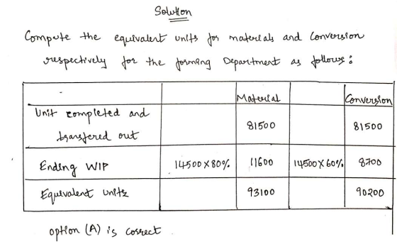 1 Solution Compute the equivalent units for materials and respectively for the forming Department as conversion follows: Mate