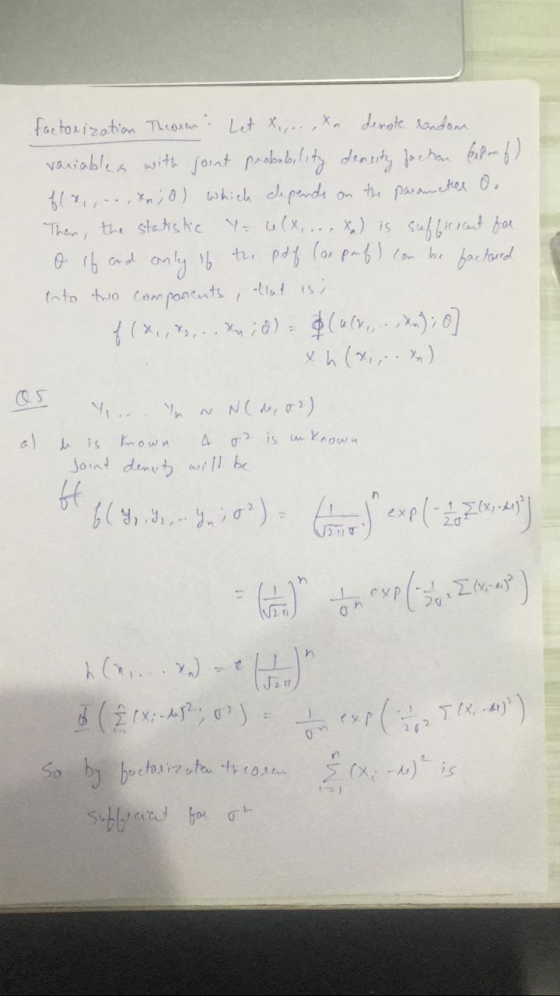 factorization Theron: Let x,,.. ,Xa denote randon variables with joint probability density fachon beruf) f(x,,.., &n; O) whic