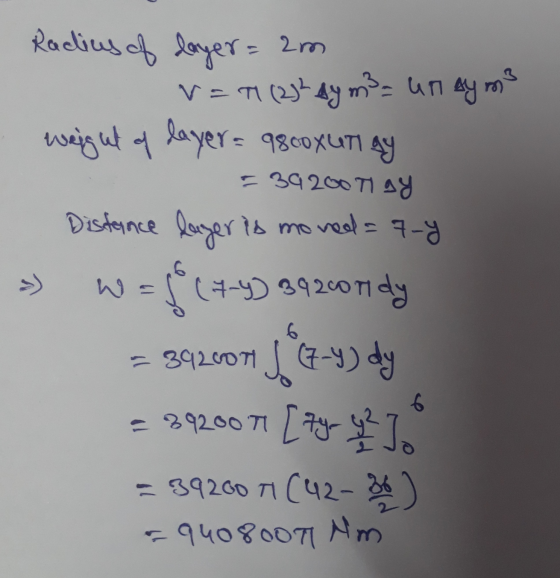 Radius of layer = am V = T (23² ay m² = un Aym3 weight of layer = 9800Xunlay = 392007 ay need=7-9 Distance 6 ») lazer is mone
