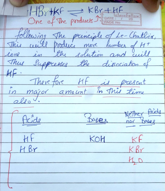classfellow DATE: 20 PAGE No HBr tkr KBr +HE One of the products I Dare to follow following the principle of Le-Chatter; This