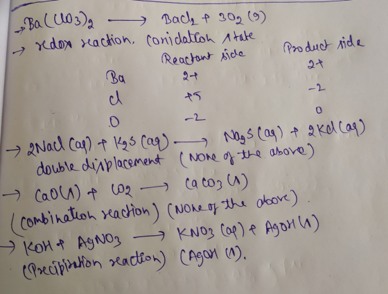 Bach t 302 (9) rdor raction, Conidatioh Atake Pro duct side Reactont ide Ba 2+ -2 о 2Nacl Cat)ts Cag) double displacement (NO