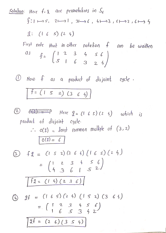 C Solution: Here for a gre permulabions in so f:1 P5, 261, 3146,463,562,665 di (16 5) (24) First note that in other notation