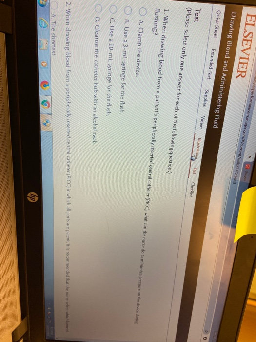 Love performance manager.com/content/s/13729/test ELSEVIER Drawing Blood and Administering Fluid Quick Sheet Extended Text Su