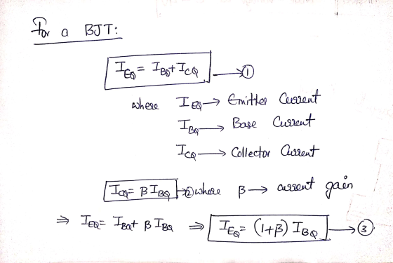 for a BJT: TI to = I Bot Ico 0 where I o Emitter Current IBA Base Current Ica Collector Current current I COF BIBA to where ß
