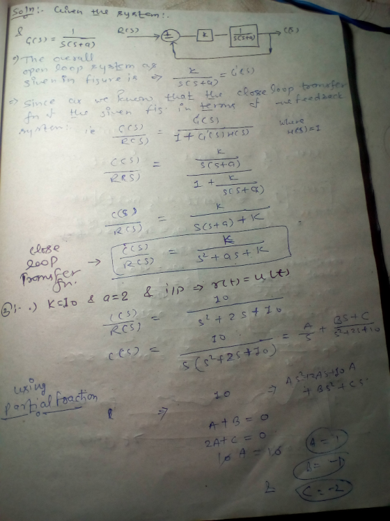 soln - - S T Civen the system. ers SCSta) 2) The overall open loop system as a siven in figure is » e =lies) sosto - since
