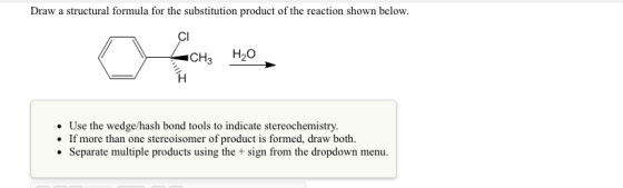 Draw a structural formula for the substitution pro