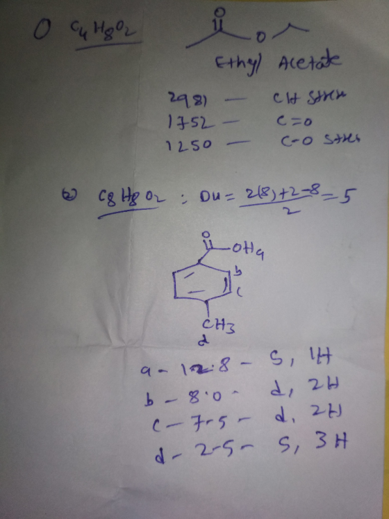 0 C4 H892 Ethyl Acetate 2981 – eit stres 1952 - C=0 1250 - (0 Stres 6 C8 HBO: Du=218) +2=8_5 CH3 9. 12.8 – S, 14 b-80. d, 26.