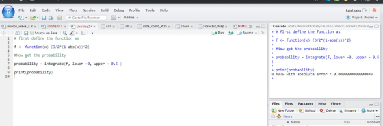Build Help File Edit Code View Plots Session Debug Profile Tools R kajal.sahu Project: (None) Addins Go to file/function data