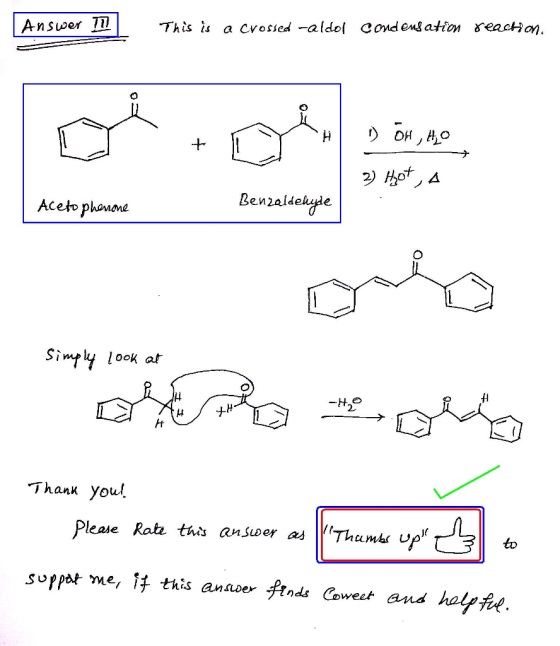 Answeィ77 This is a cvossed -aldol Conden atio reaotion 2 2 Hot Benzaldehyde Aceto phonana mply look at 2. は Than youl eale to