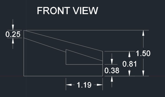 FRONT VIEW 0.25 | | 1.50 0.81 0.38 1.19 – T