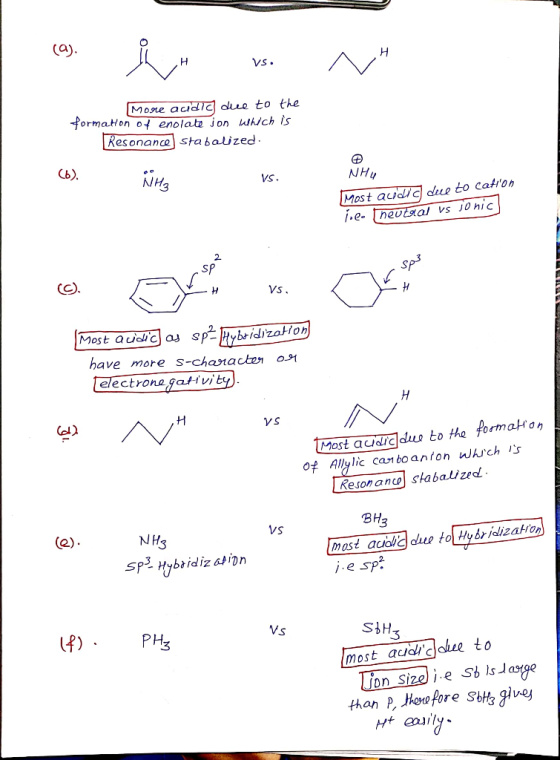 (a). - 1. N [More acidic due to the formaHon of enolate jon which is Resonance stabalized. (6). (6) NH3 NH3 vs. NHU Hu VS Mo