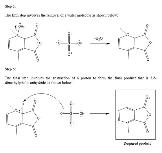 Step 5 The fifth step involves the removal of a water molecule as shown below : OH2 O: O: -H20 O: 0 Step 6: The final step in