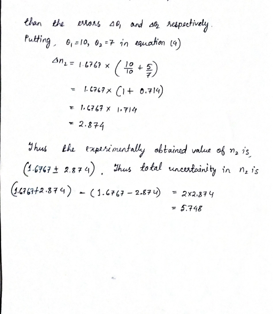 than the errors no, and aq respectively. Putting, 6,510, 0, +7 in equation (9) one = 1.6767 x ( 16+) = 1.6767x C1+ 0.714) z 1