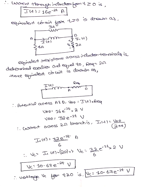 :: lurrent through inductees fortzo is, ICF) = 16e-2t Al tzo is drawn as equivalent coicant for 320 At times Ve}an 341 loco e