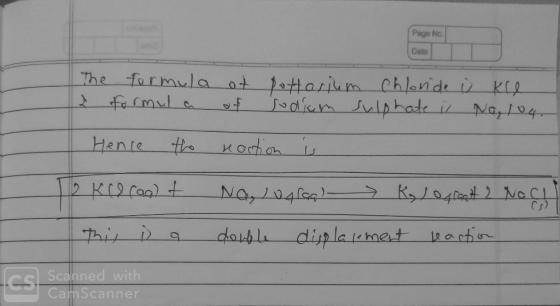 Page No. Date The I formula formula of of pottarpum chloride i kre sodium sulphate i Na, 104. Hence the 12 Kee cool + This is