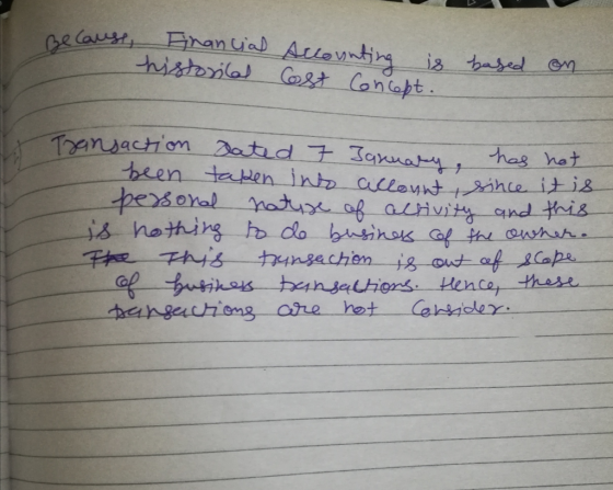 Be causs, Financial historical Accounting is Cost Concept. based on Transaction dated 7 January, has not been taken ino accou