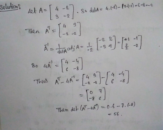 Solution A owion 3 2 Then A 2 一2-2 3 -2 datA e) Lt 6 -8 6 -g ー2-2