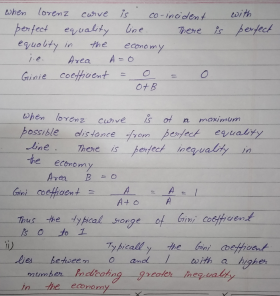 is co-incident with line. There is perfect When lorenz curve perfect equality equality in the i.e. Area Ginie coefficient eco