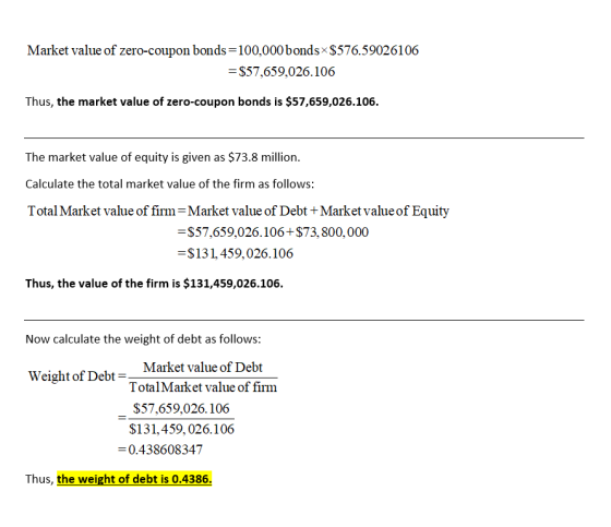 Market value of zero-coupon bonds=100,000 bonds $576.59026106 = $57,659,026.106 Thus, the market value of zero-coupon bonds i