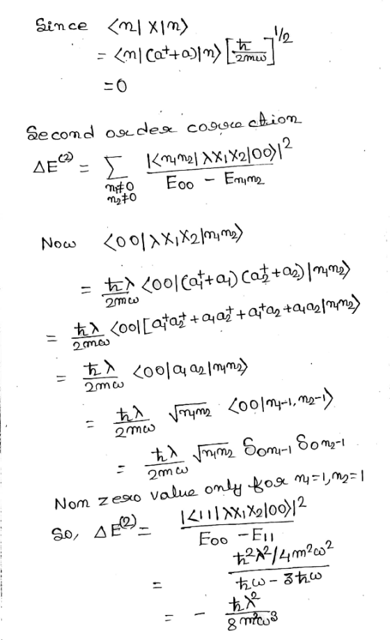 Since <mi xin) = {m} cat+03|n) enero =0 Second oo dese colocation DE 5 Kmy mal 2X1X2100)12 muto Eoo - Emiña m20 Now mw 2 me N