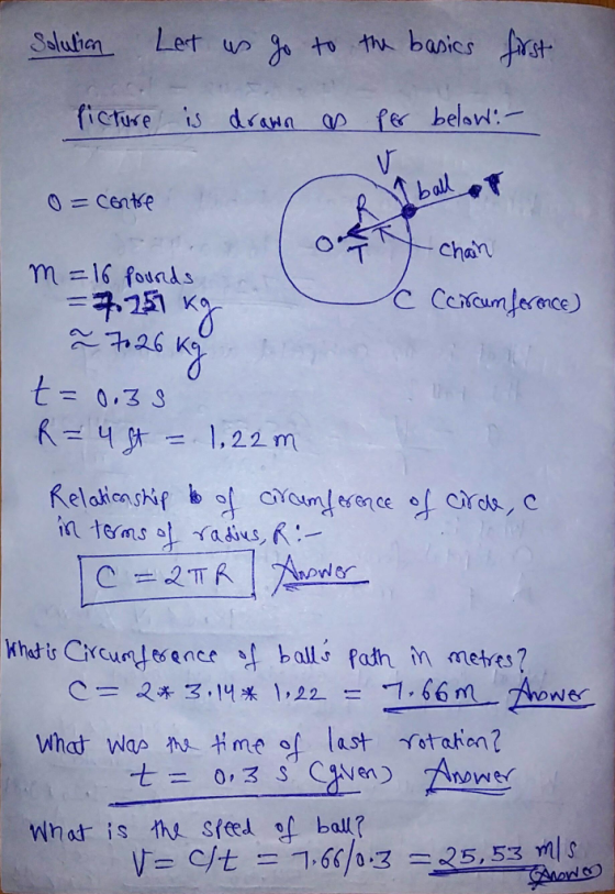 ficture_ is drawn an fer below: 0 = centre m =16 founds t= 0.3 s What Was me last otaion? What is the sted of ball? 66025, 53 mS