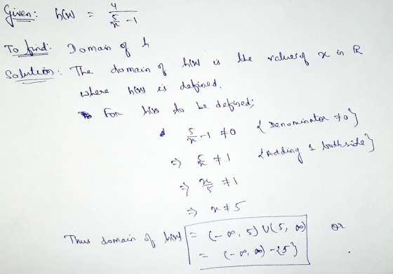 a ti . Given bw = To find Domain solution. The of h ين domain of where For hone the values of x in R hoy is defined how to be