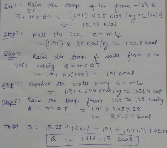 Raise te temp. -16°c to of I.91) 0.5 Kal ice tep *つ。0 mc AT- IS, 28 KlaQ Met the te, Step?: L52.8 Keal Step 3: from 0 to Rais