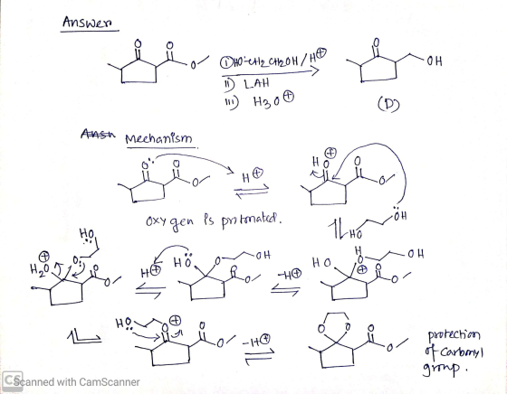 Answer OHOCH2 CH2 AOH 10 LAH 111) H300 Akash Mechanism oxy gen Ps pro imated homöh HO OH GAS Ľ HOOR orot X 802 -HỆ ~не Но H