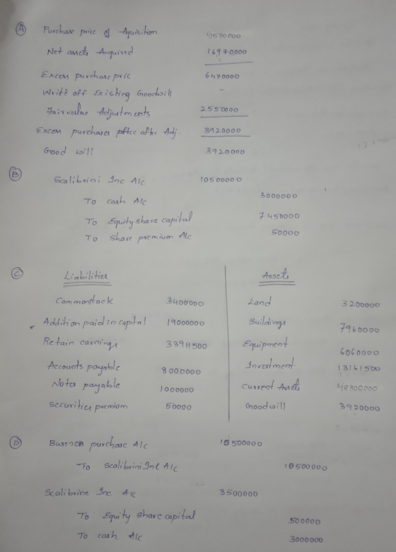 10500000 Purchase price of Aquisition Net arsite dequired 169 +0000 6470000 Excess purchase pric write off existing Goodwill