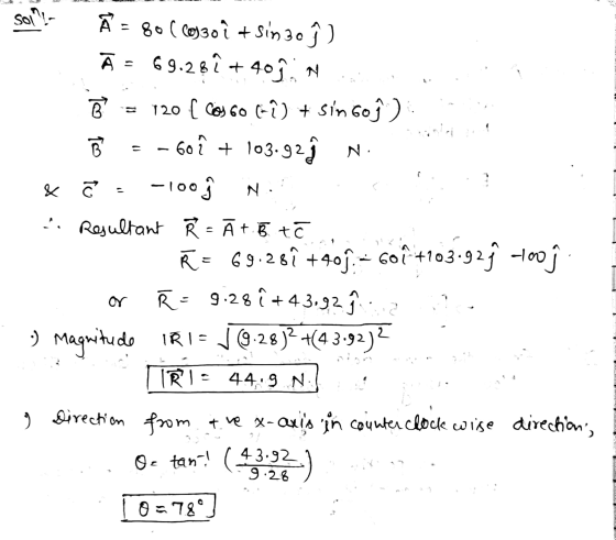 SOIT! D1 DI To To N. & - = 800 6030 i + sin 30 Ĵ) 69.28î + 409, N 120 [ Cosy Go (î) + sin 60Ĵ) = -60î + 103.92ỹ N -100 ĝ N. ²