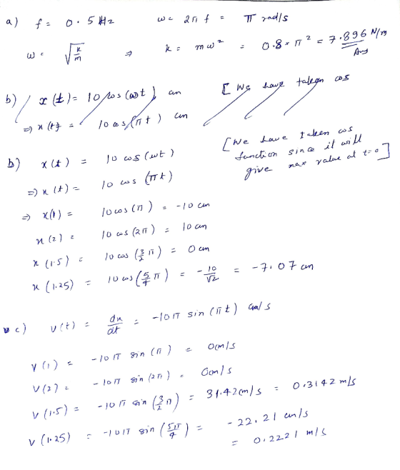 a) O5 H2 &п + TT ad/s O8 IT / talegn cS Cun 10 astCan Ne kaue funct un b) J cos (wt ) Sin itnll l0 ss (IT nar yalue at t- a g