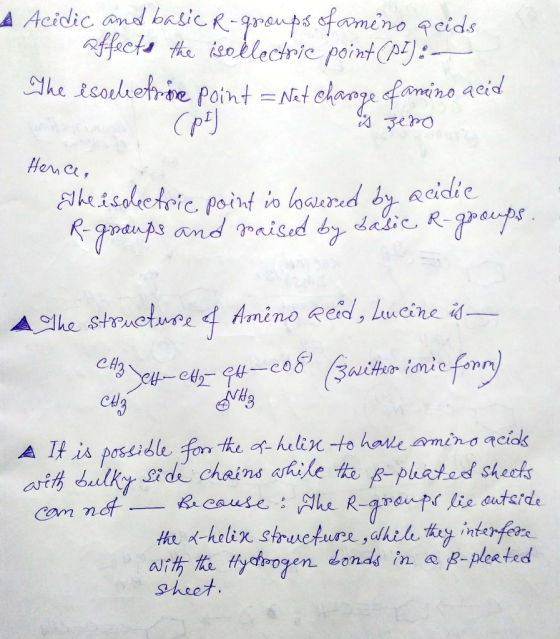 A Acidic and basic R-groups of amino acids affects the isoélectric point (st): - The Essekeetrine point = Net charge of amino